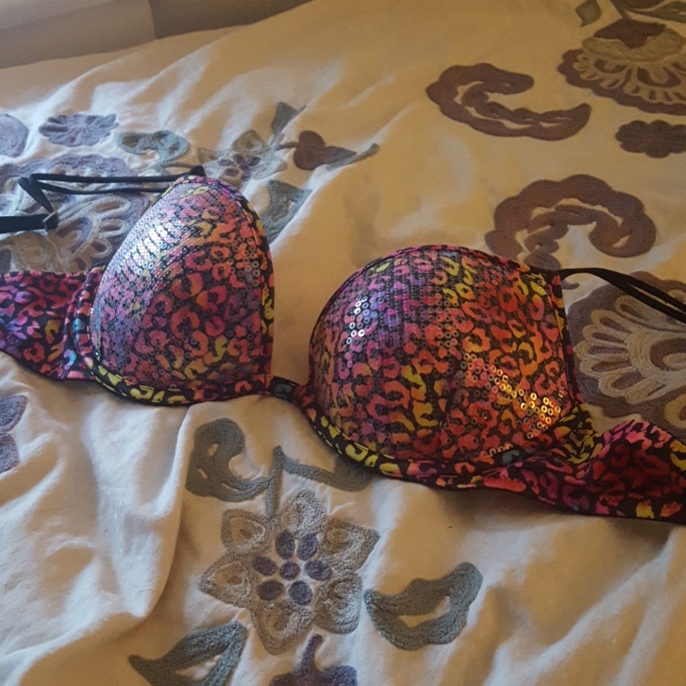 Sequin leopard bra